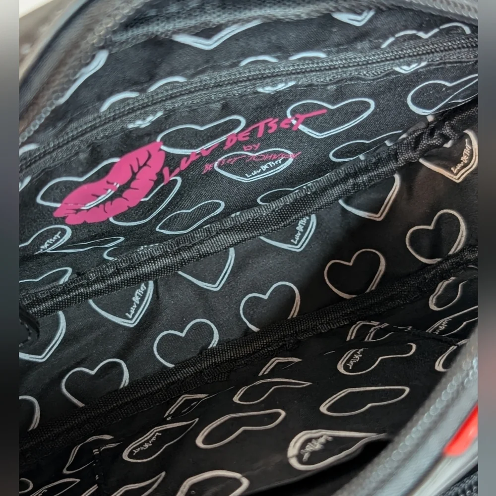 Luv Betsey Johnson Black Strawberry And Daisy Multiple Charm Crossbody Bag - Picture 8 of 9